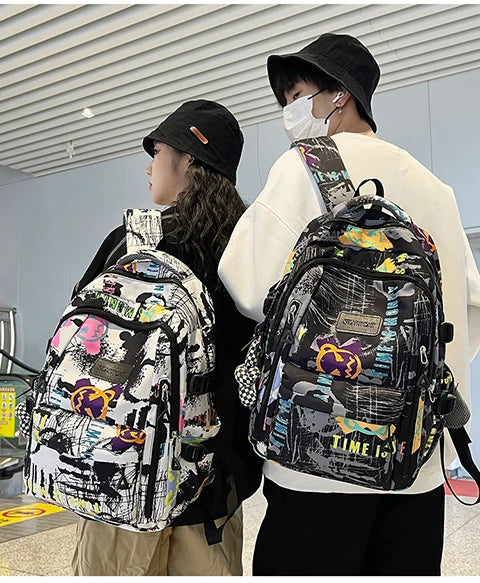 Trendy Personalized Graffiti Backpack | Large Capacity Unisex Bag