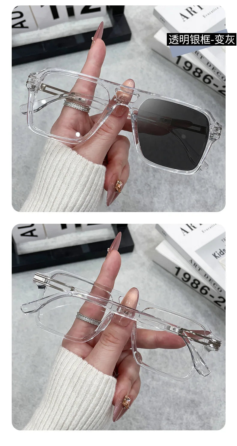 Vintage Square Sunglasses for Men and Women | Photochromic Eyewear