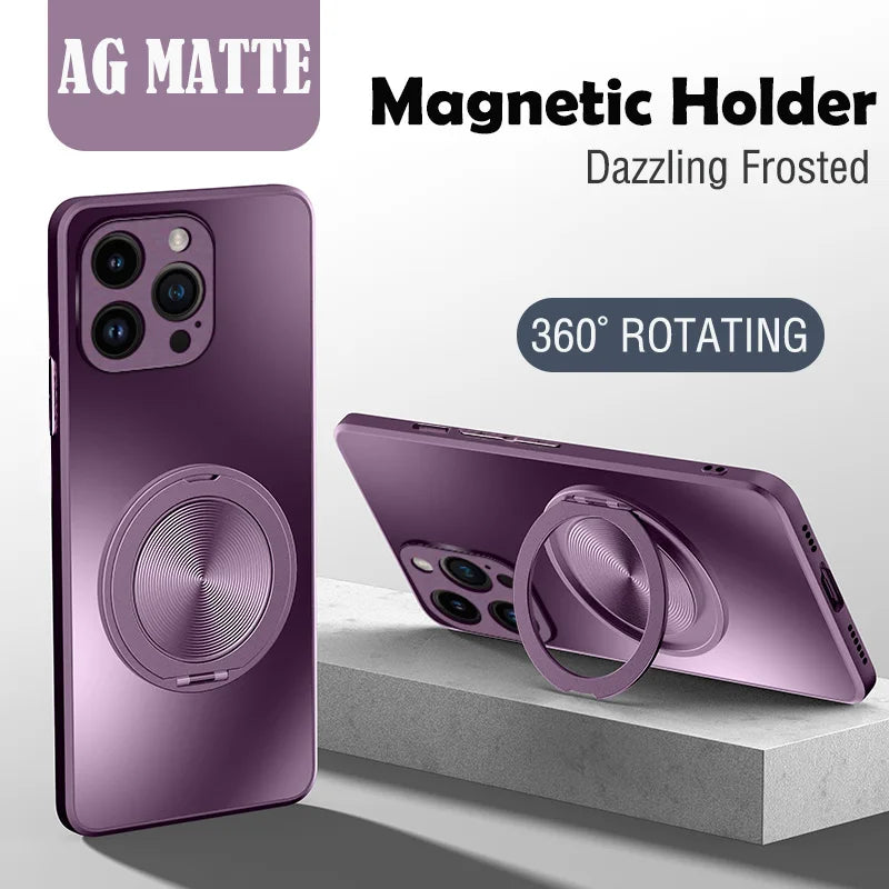 Matte Kickstand Ring Hard Case for iPhone | Protective Shell