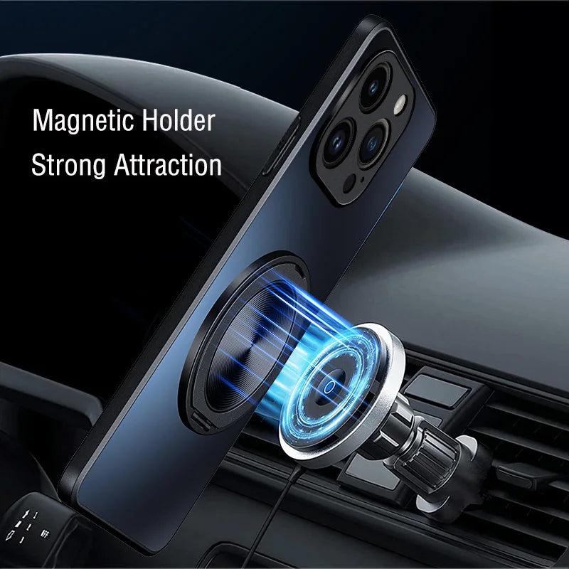 Matte Kickstand Ring Hard Case for iPhone | Protective Shell