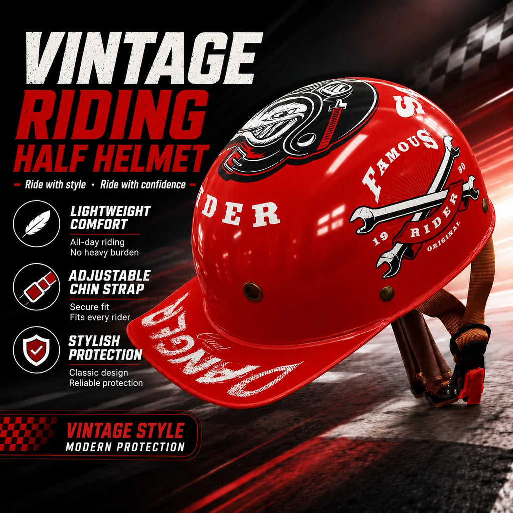 Lightweight Vintage Half Helmet | Open Face Motorcycle Protection