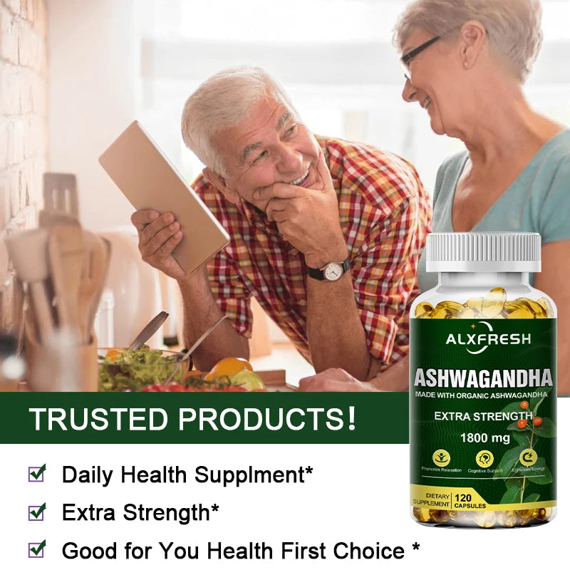 Pure Organic Ashwagandha Extract Capsules | Maximum Strength 1800mg