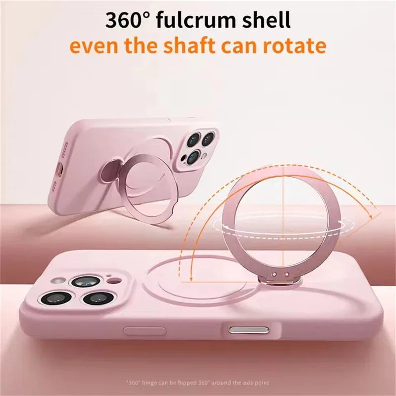 Liquid Matte Magnetic Stand Phone Case | Shockproof Design for iPhone