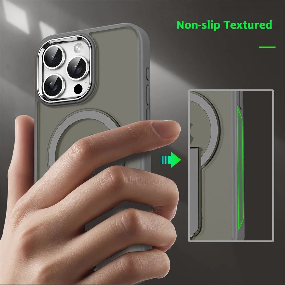 Luxury Magnetic Folding Stand Phone Case | Matte Translucent Cover
