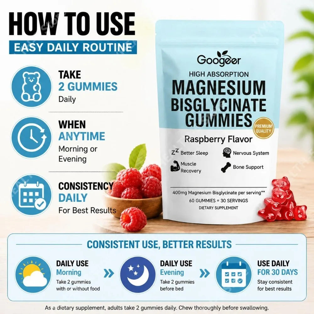 Magnesium Bisglycinate Gummies with Vitamin D3 & Zinc for Recovery