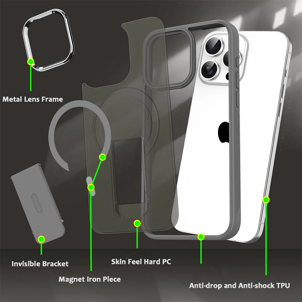 Luxury Magnetic Folding Stand Phone Case | Matte Translucent Cover