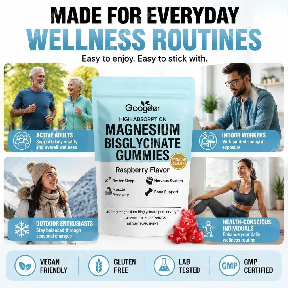 Magnesium Bisglycinate Gummies with Vitamin D3 & Zinc for Recovery