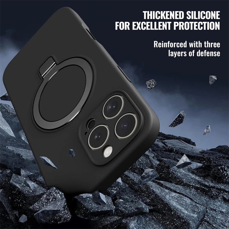 Liquid Silicone Magnetic Ring Holder Case for iPhone | Free Shipping