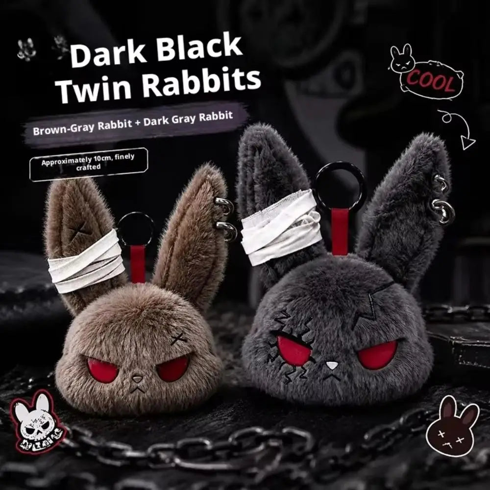 Cute Dark Bunny Doll Keychain | Gothic Style Plush Pendant