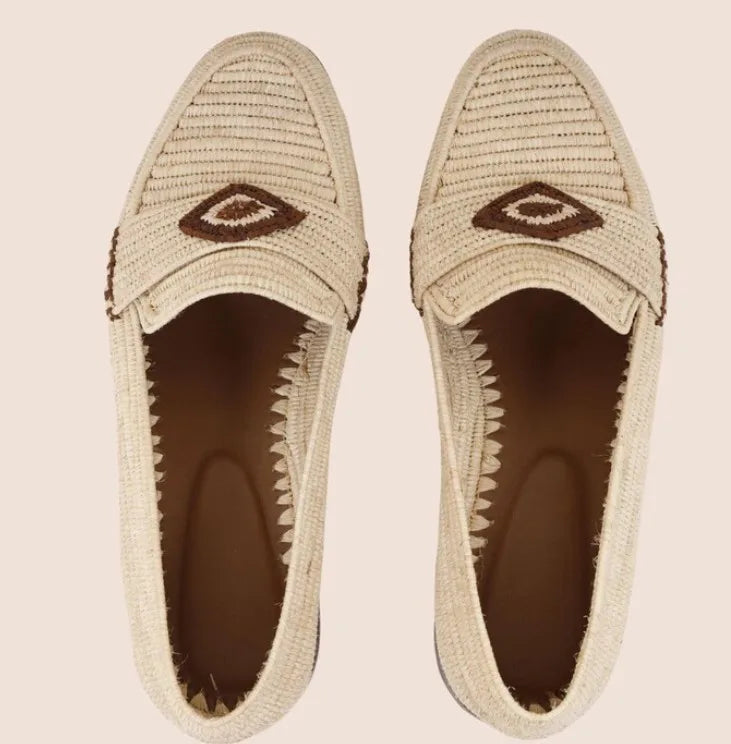 Handmade Men's Raffia Moccasins | Natural Slip-On Loafers