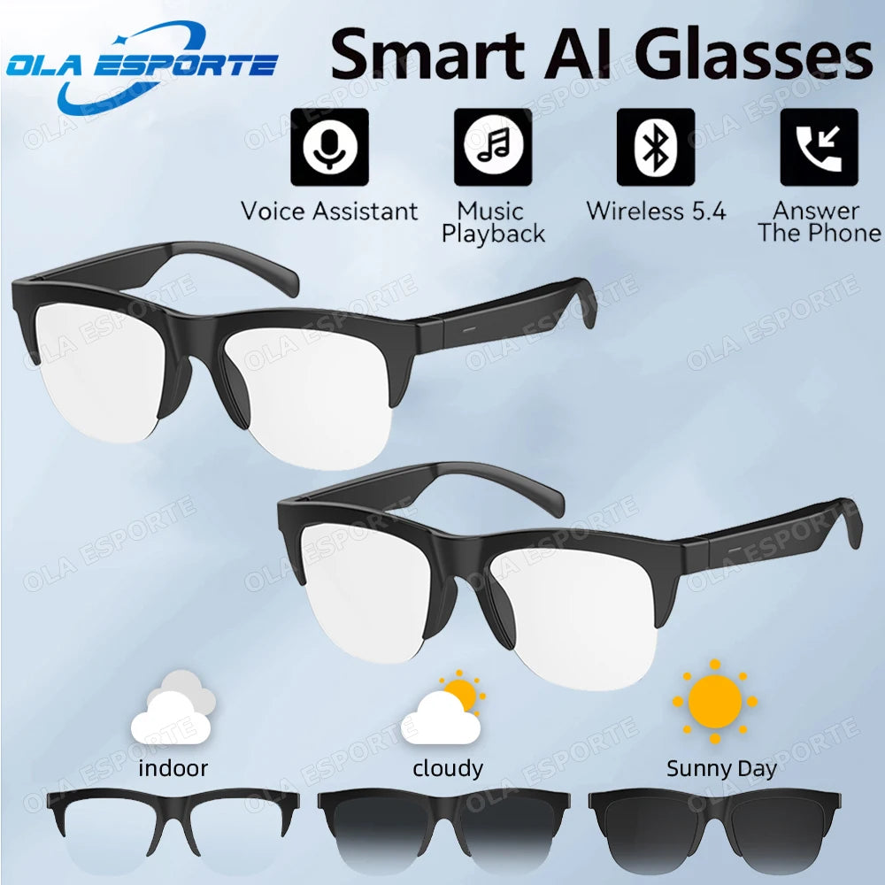 Photosensitive Smart Glasses with Bluetooth & UV Protection