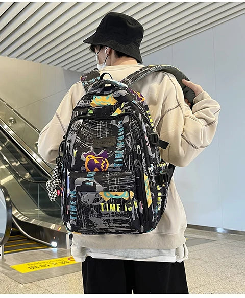 Trendy Personalized Graffiti Backpack | Large Capacity Unisex Bag