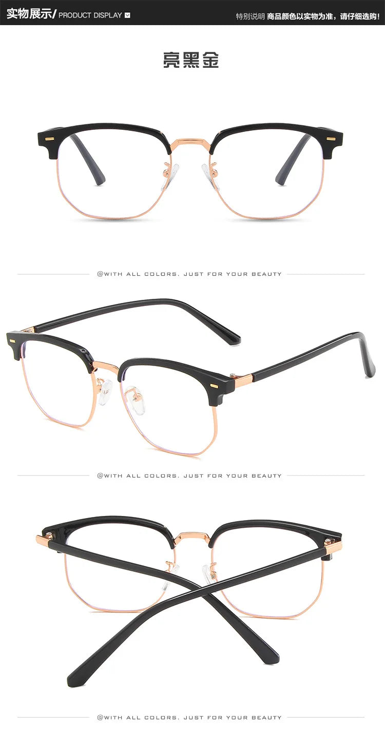 Trendy Unisex Square Anti-Blue Light Glasses | Metal Frame Eyewear