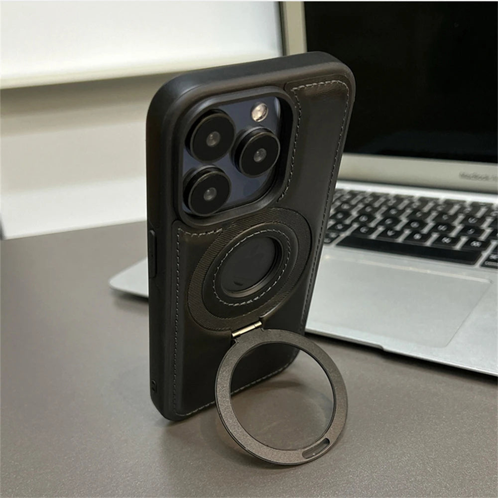 Luxury PU Leather Magnetic Stand Case for iPhone 13-17 Series
