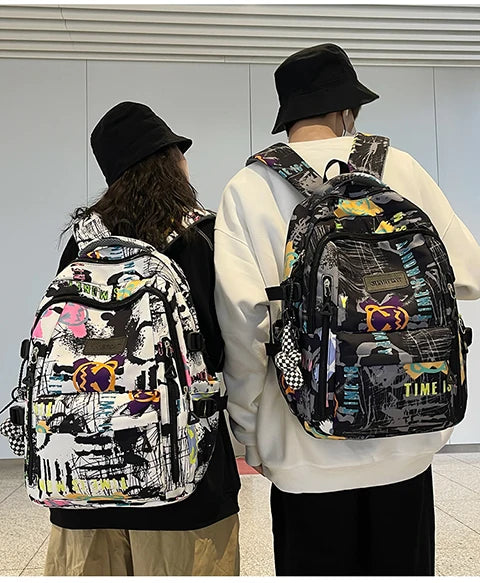 Trendy Personalized Graffiti Backpack | Large Capacity Unisex Bag