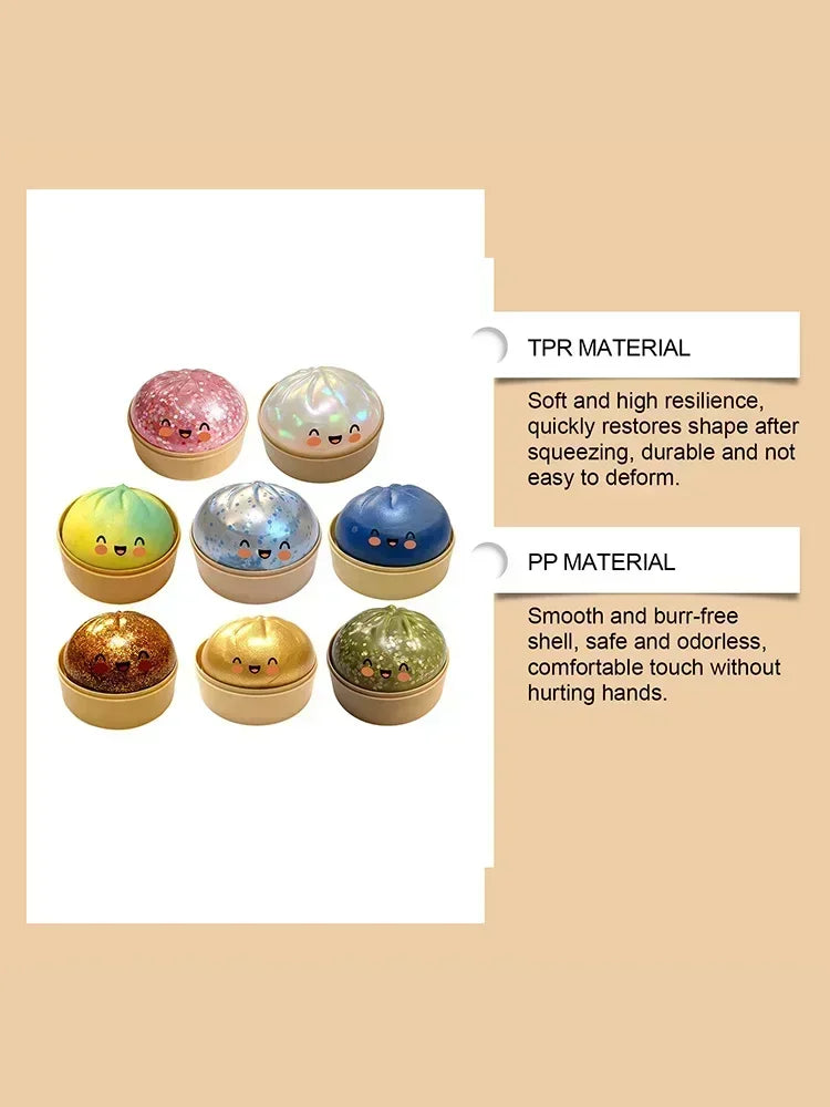 Ultra Rare Gold Glitter Dumpling Squishy | Stress Relief Toy