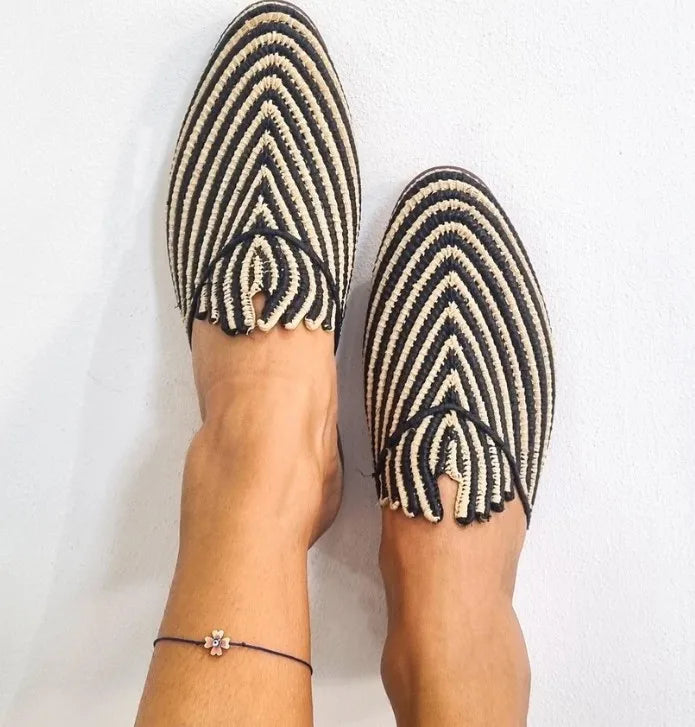Handmade Raffia Mules | Stylish Moroccan Summer Flats