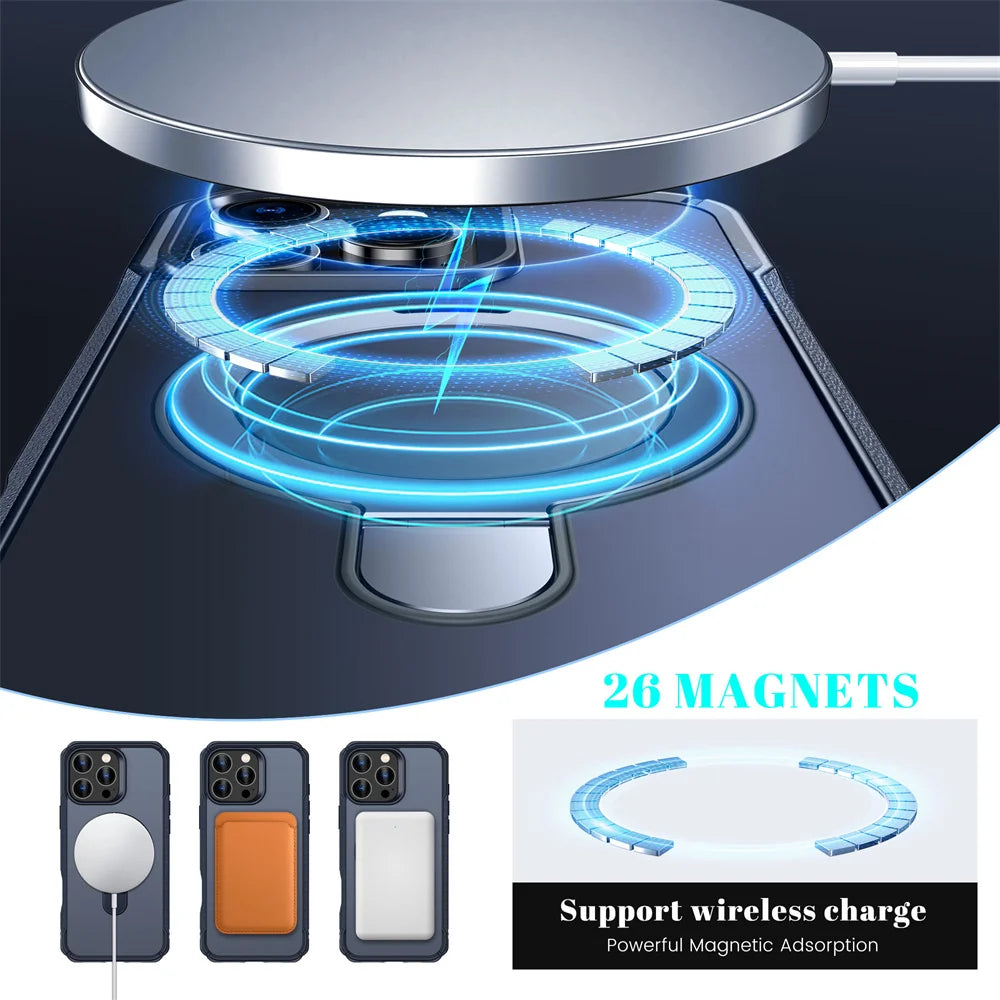 MagSafe Wireless Charge Folding Stand Phone Case | Anti-Slip Bumper Cover