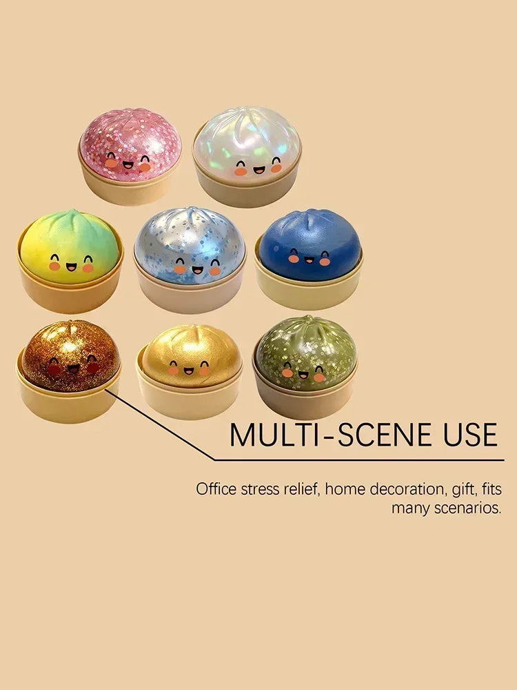 Ultra Rare Gold Glitter Dumpling Squishy | Stress Relief Toy
