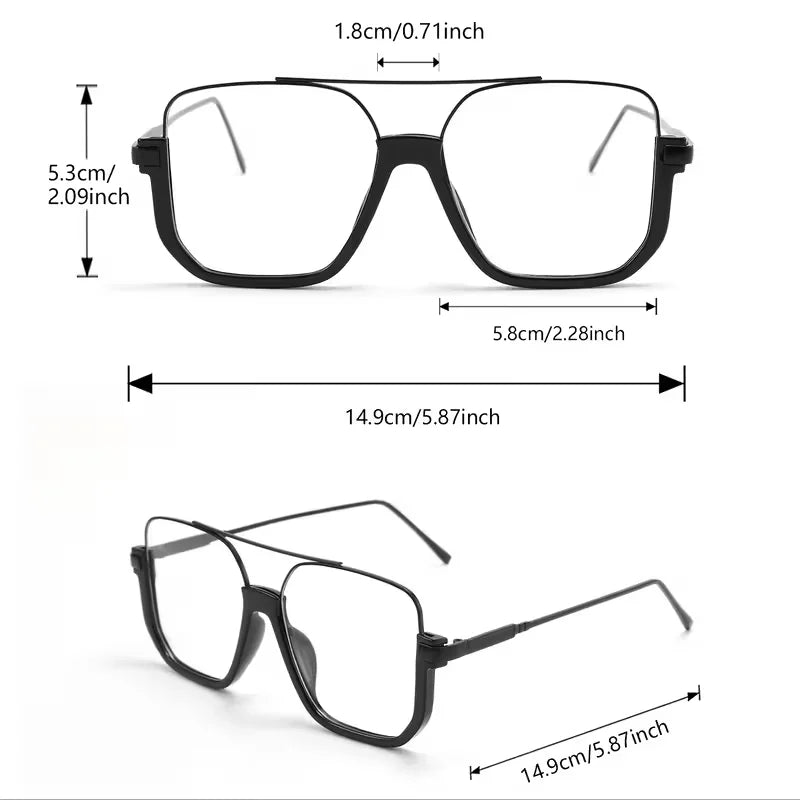 Vintage Oversized Clear Glasses | Trendy Square Eyewear