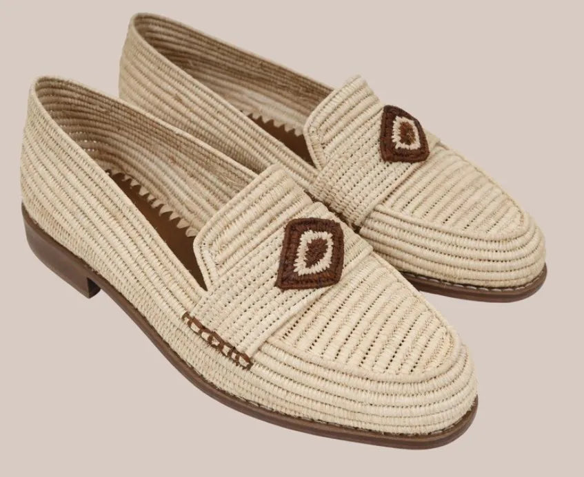 Handmade Men's Raffia Moccasins | Natural Slip-On Loafers