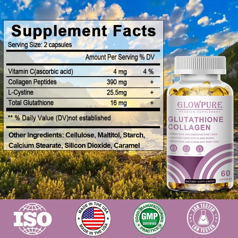 Vegan Glutathione Collagen Capsules for Skin Tone & Beauty Care