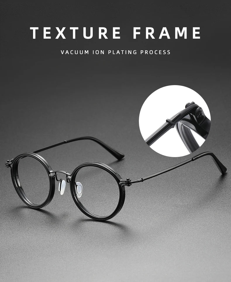 Men's Vintage Round Frame Titanium Glasses | Anti Blue Light Lenses