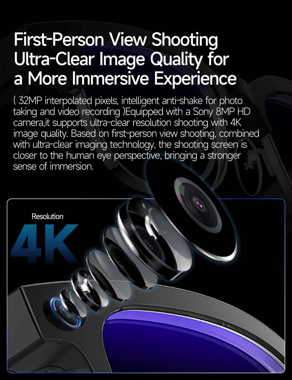 AI Smart Glasses with 8K HD Camera | Bluetooth Call & Voice Control
