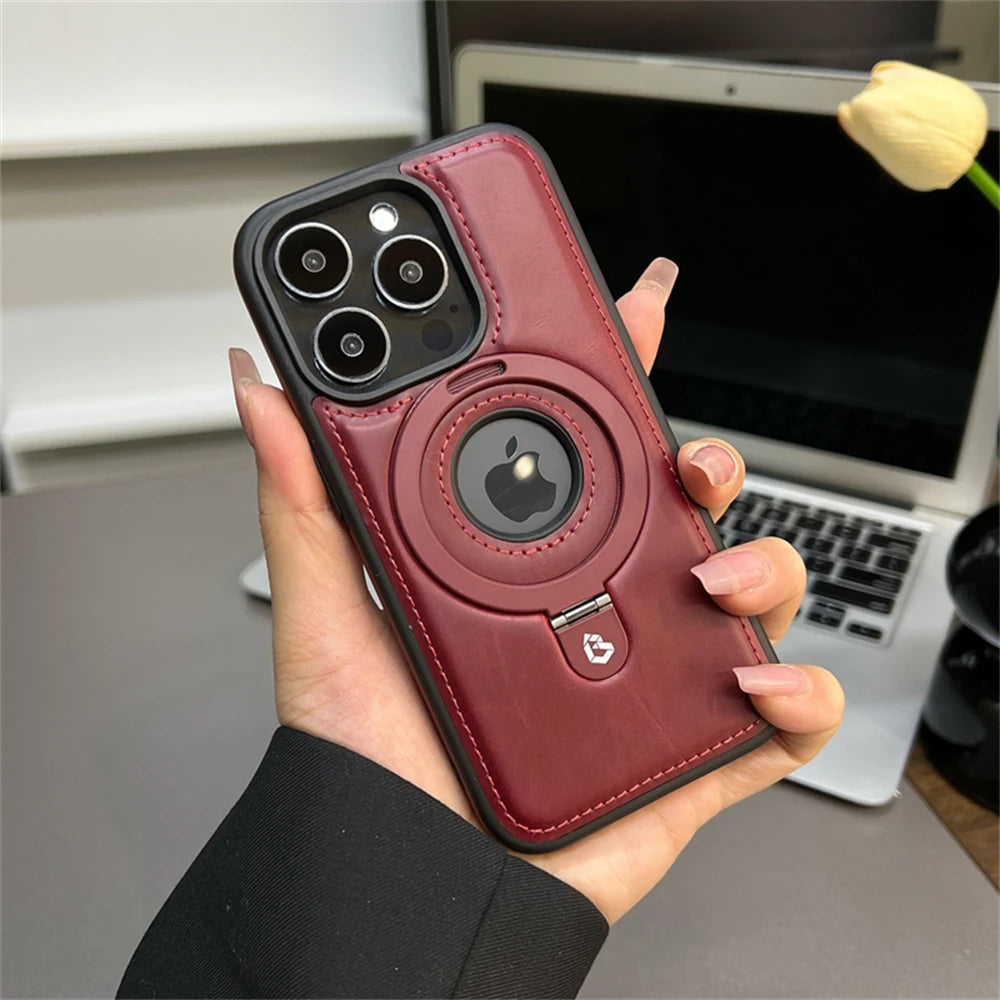 Luxury PU Leather Magnetic Stand Case for iPhone 13-17 Series