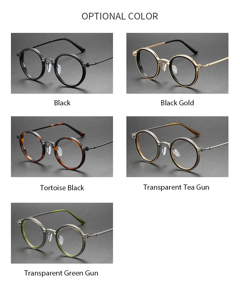 Men's Vintage Round Frame Titanium Glasses | Anti Blue Light Lenses