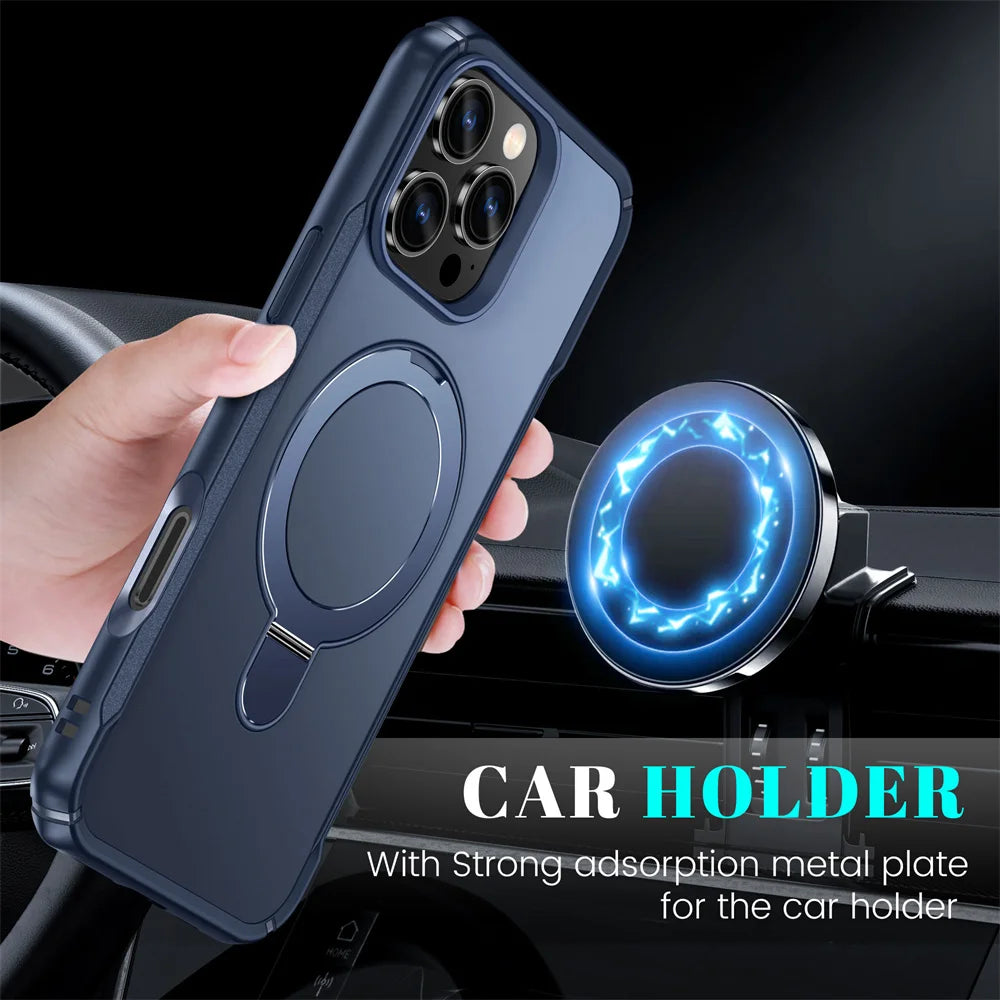 MagSafe Wireless Charge Folding Stand Phone Case | Anti-Slip Bumper Cover