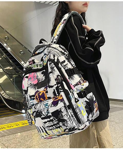 Trendy Personalized Graffiti Backpack | Large Capacity Unisex Bag