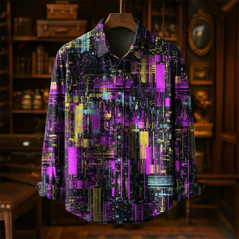 Colorful Fish Print Long-Sleeve Shirt | Trendy Casual Top for All