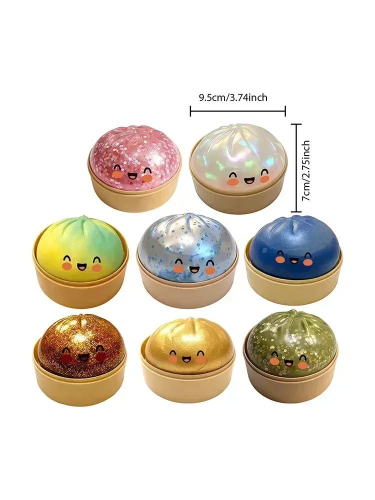 Ultra Rare Gold Glitter Dumpling Squishy | Stress Relief Toy