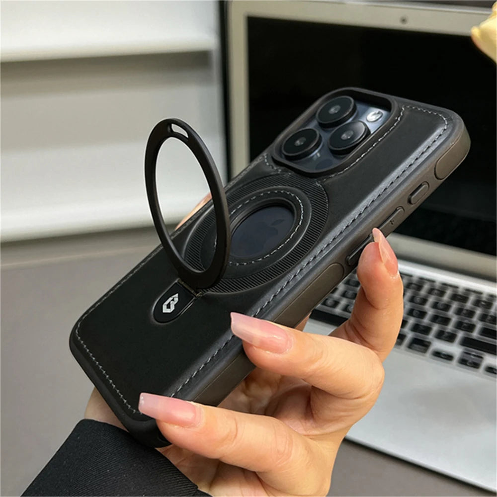 Luxury PU Leather Magnetic Stand Case for iPhone 13-17 Series