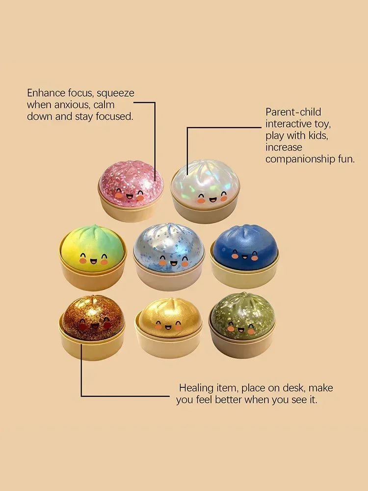 Ultra Rare Gold Glitter Dumpling Squishy | Stress Relief Toy