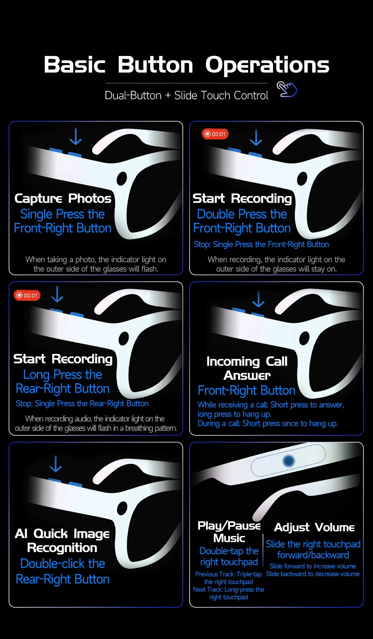 AI Smart Glasses with 8K HD Camera | Bluetooth Call & Voice Control