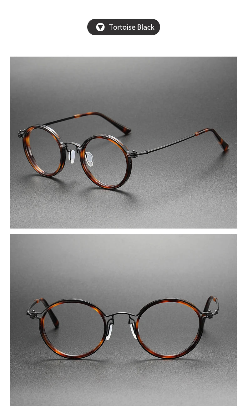 Men's Vintage Round Frame Titanium Glasses | Anti Blue Light Lenses
