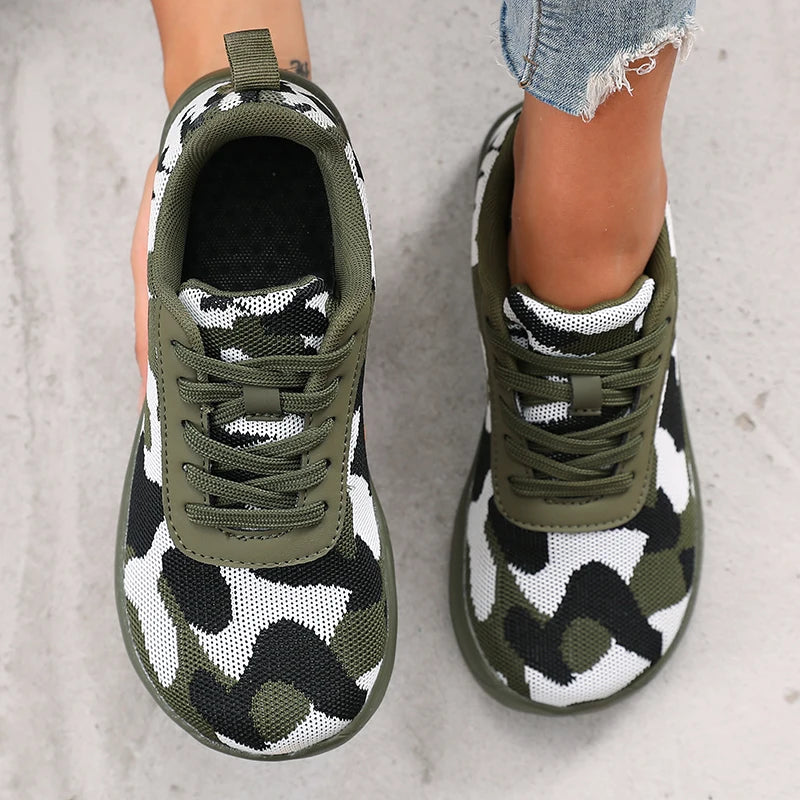 Camouflage Women's Breathable Mesh Flat Bottom Shoes | Comfort Fit