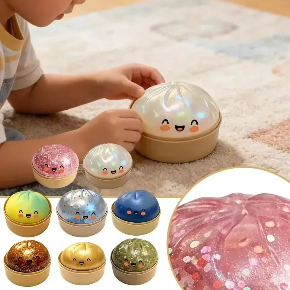 Ultra Rare Gold Glitter Dumpling Squishy | Stress Relief Toy