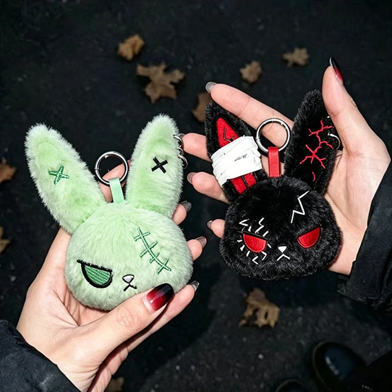 Gothic Bunny Keychain | Cute Rabbit Head Bag Charm for Halloween