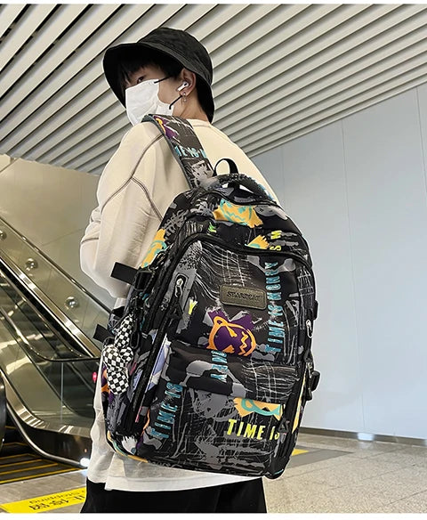 Trendy Personalized Graffiti Backpack | Large Capacity Unisex Bag