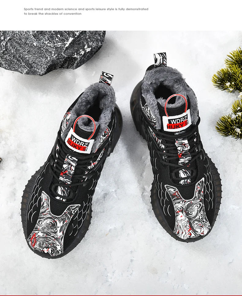 Men's Warm Waterproof Winter Boots | Non-Slip Plush Sneakers