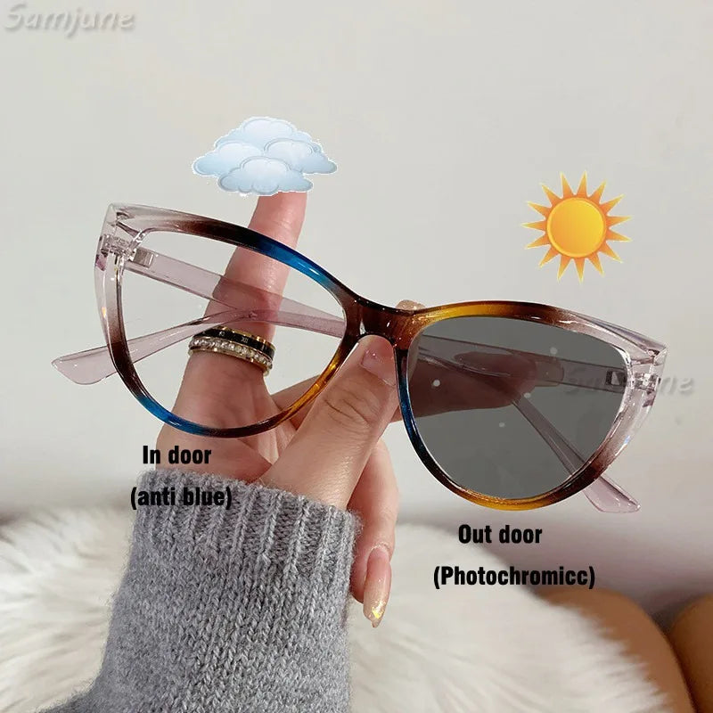 Women's Cat Eye Photochromic Anti-Radiation Glasses | Fashion Eyewear