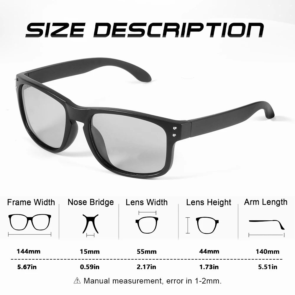 Photochromic Polarized Sunglasses | Vintage Black Frame UV400