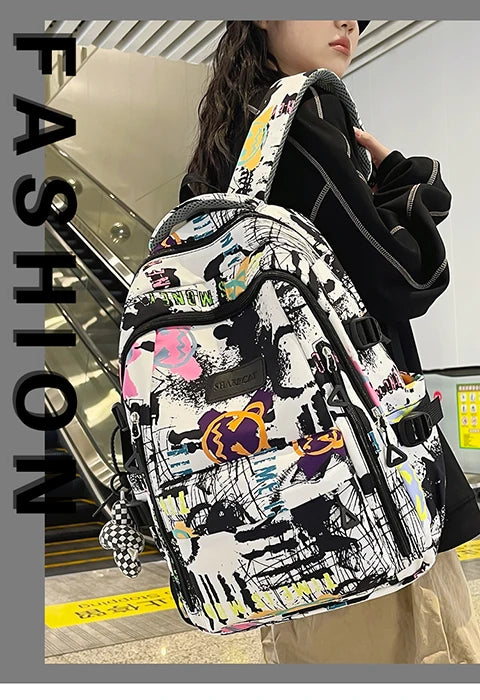 Trendy Personalized Graffiti Backpack | Large Capacity Unisex Bag
