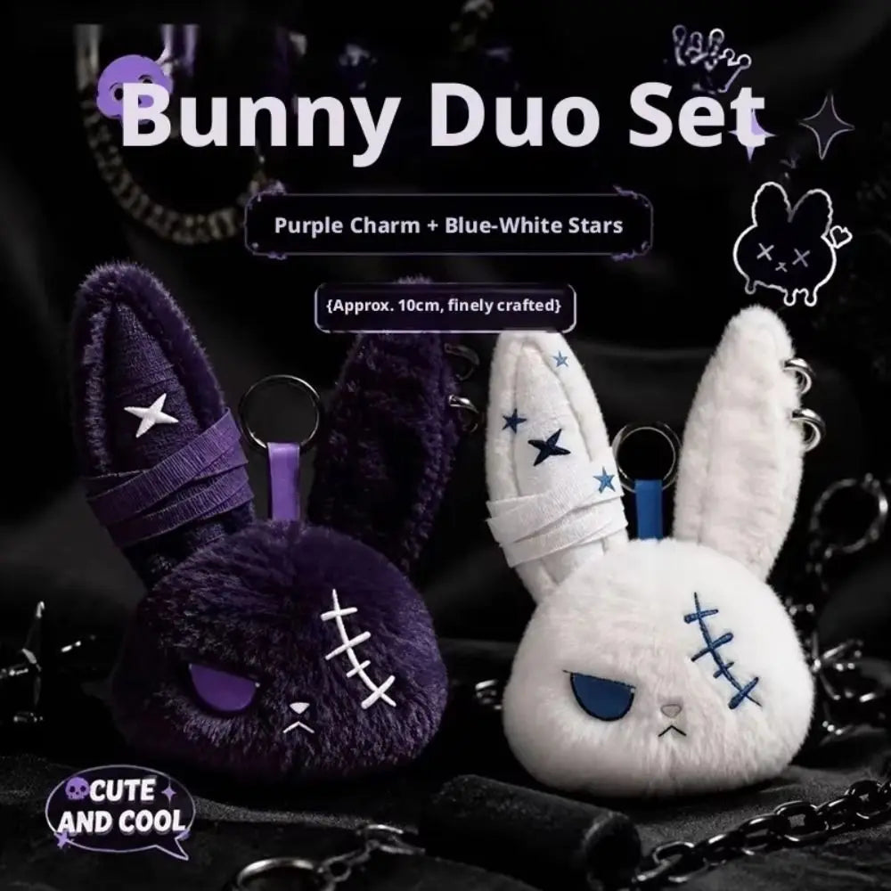 Cute Dark Bunny Doll Keychain | Gothic Style Plush Pendant
