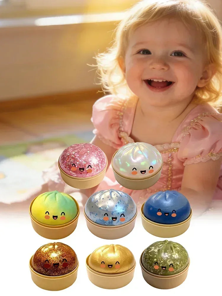 Ultra Rare Gold Glitter Dumpling Squishy | Stress Relief Toy