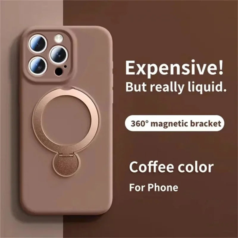 Liquid Matte Magnetic Stand Phone Case | Shockproof Design for iPhone