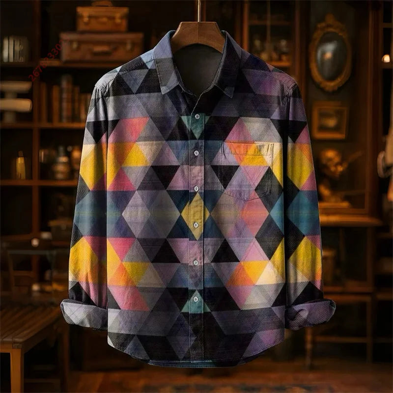 Colorful Fish Print Long-Sleeve Shirt | Trendy Casual Top for All